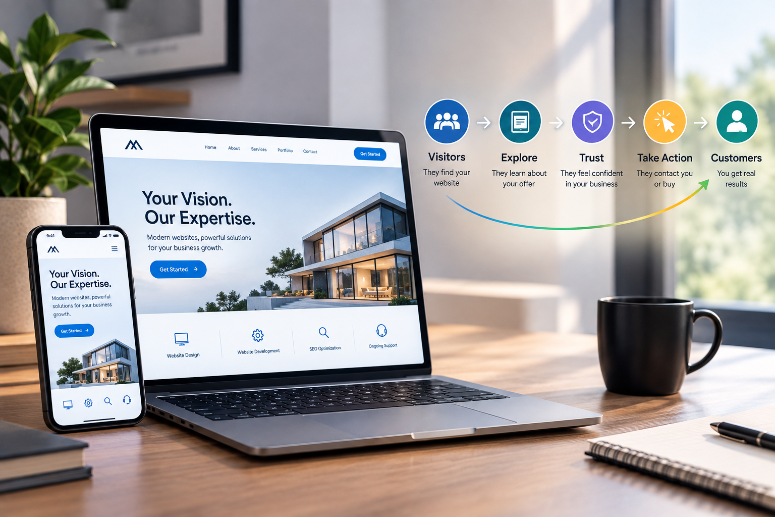 Website conversion optimization from visitors to customers